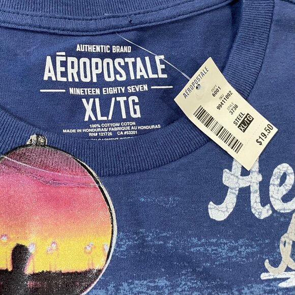 Aeropostale Mens XL Blue "Aero Surf" Graphic Tee 100% Cotton Casual Short Sleeve - Picture 2 of 5